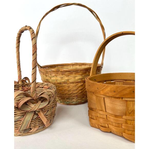 Vintage Basket Movable Handle 7x6 Longaberger Style Farmhouse Catch-all Storage - Picture 8 of 9